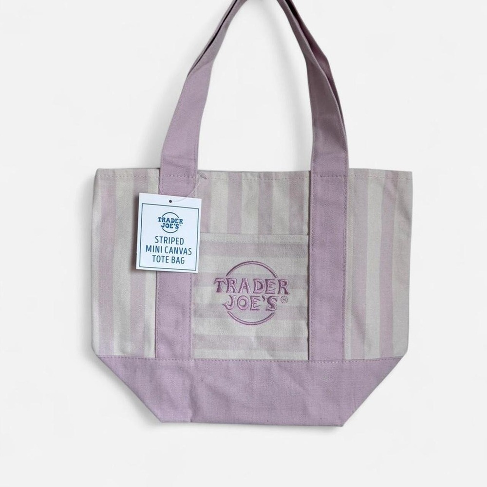 🚨 VIRAL STRIPED MINI TOTE BAG  (NWT) Trader Joe's Striped Mini Canvas Tote Bag